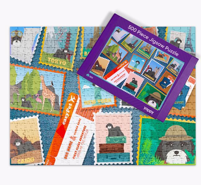 Around The World Adventure: Personalised {breedFullName} Jigsaw